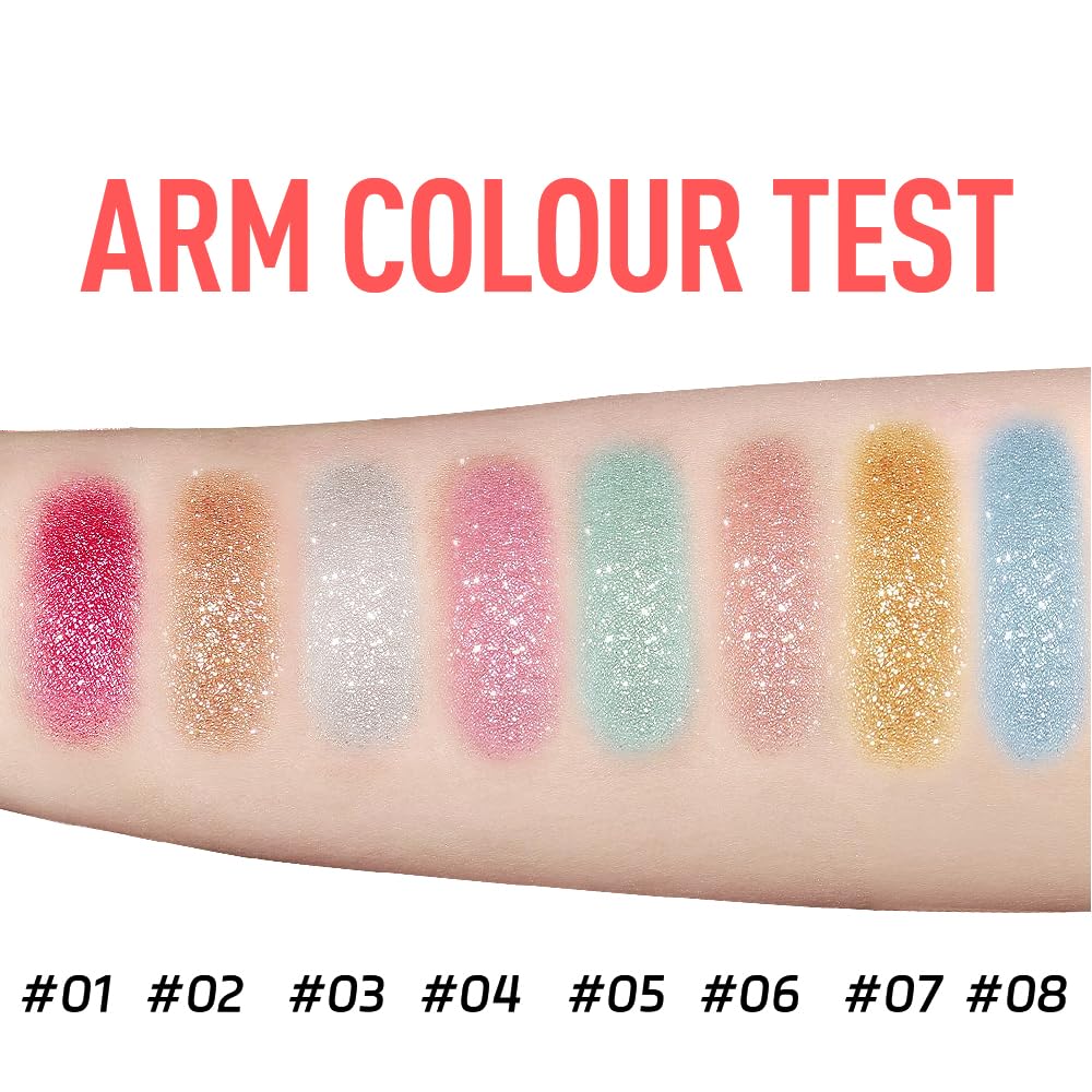 Glitter Body Highlighter Powder Body Shimmer Sparkle Face Brightening Highlighter Powder for Face Eyes Body Glow Makeup With sponge head（08#）