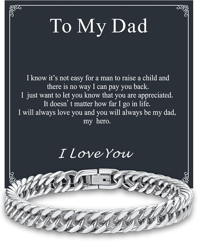 Supcare Unique Anniversary Birthday Valentines Fathers Day Stainless Steel Cuban Link Bracelets for Men Him, To My Man Dad Husband Love Always Remember Wrist Chain Bracelet Jewelry Gifts