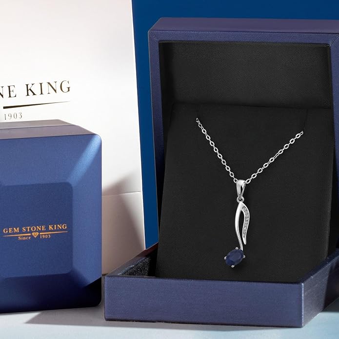 Gem Stone King Music Eighth Note Pendant Necklace | 925 Sterling Silver | 6X4MM Oval Gemstone Birthstone | With 18 Inch Silver Chain | Designed By Keren Hanan