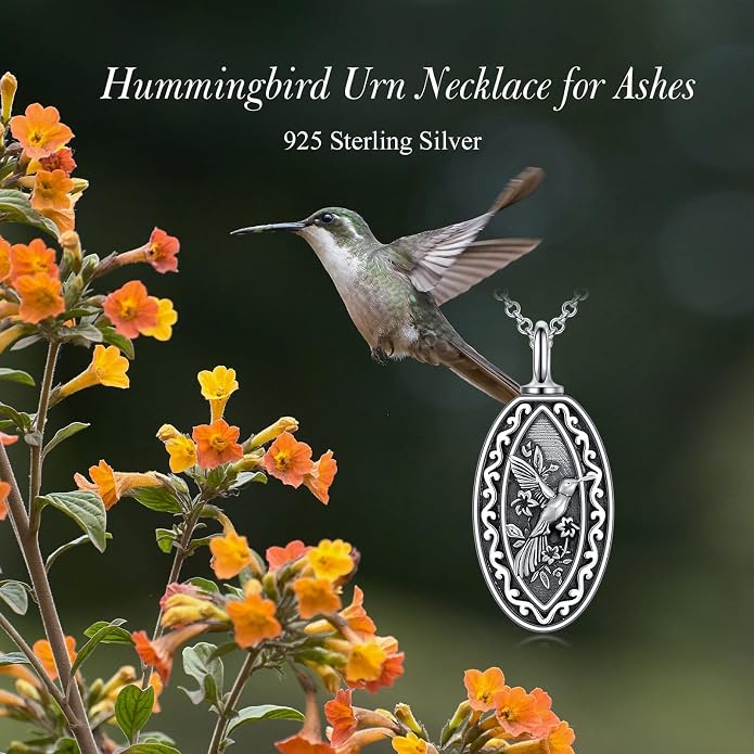 925 Sterling Silver Memorial Jewelry Urn Necklaces for Ashes, Photo Locket Necklace that Holds Picture