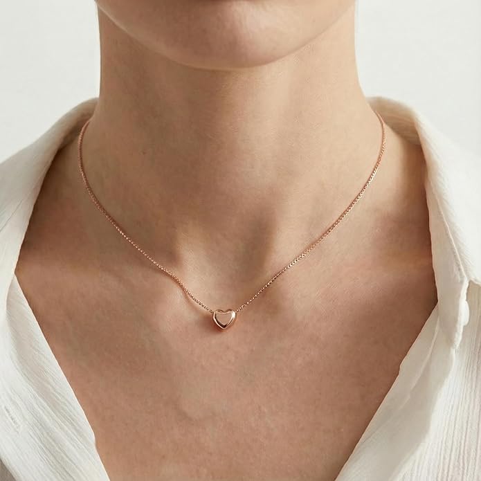 SLUYNZ Genuine 925 Sterling Silver Tiny Love Heart Pendant Necklace for Women Simple Sweet Heart Choker Necklace