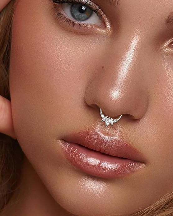COCHARM 14K Gold Septum Rings 14K Yellow Gold Septum Piercing Jewelry 16g Septum Clicker 14kt Real Gold Daith Earrings Solid Gold Daith Piercing Hoop Daith Jewelry for Women Men