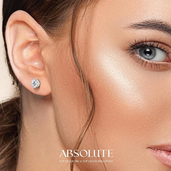 Moissanite Earrings, Hypoallergenic Flat Back Earrings for Women Men, Screw On Studs 925 Sterling Sliver Cartilage Earring for Sensitive Ears 4mm Short Post