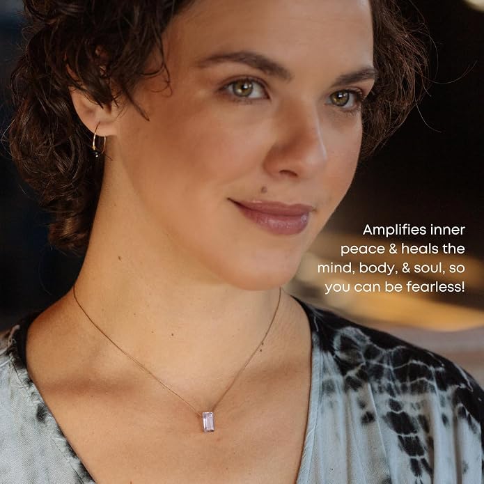 SOULKU Refined Necklace, Empowering Jewelry With Healing Crystal, Inspirational Gift For Strong Women, Mom & Sister, 16" Nylon Cord with 2" Sterling Silver Extender