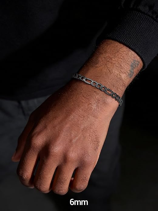 PROSTEEL Silver/Gold/Black Bracelets for Men Figaro Cuban Link, 6mm-13mm Width, 7.5"/8.3"/9" Length, Stainless Steel Mens Bracelet Jewelry with Gift Box