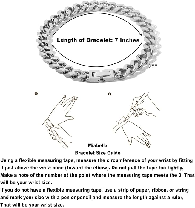 Stainless Steel 8mm Cuban Link Bracelet for Men/Women/Boy,Silver/18K Gold Plated 7/8/9 inch Fashion HIP HOP Jewelry Bracelet for Gifts