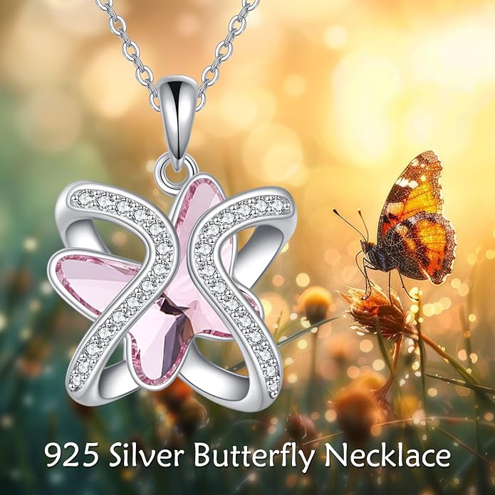 Crystal Necklace 925 Sterling Silver Crystal Pendant Necklace for Women Gift for Women