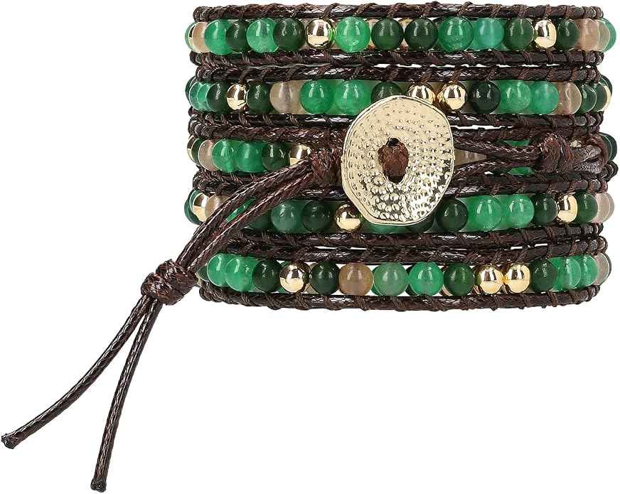 Bracelet for Women – Handmade Vegan Boho Natural Stone Layered Bracelet, Thailand Bohemian Stackable Beaded Wrap Bracelets, Summer Hippie Bracelet Stack, Fashion Jewelry Gifts