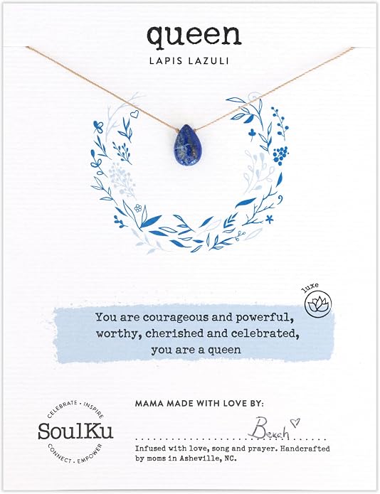 SOULKU Luxe Inspirational Necklace, Empowerment Jewelry, Handcrafted Necklace For Women, Gift For Mom, 2" Extender With Lobster Clasp, 16" Nylon Cord