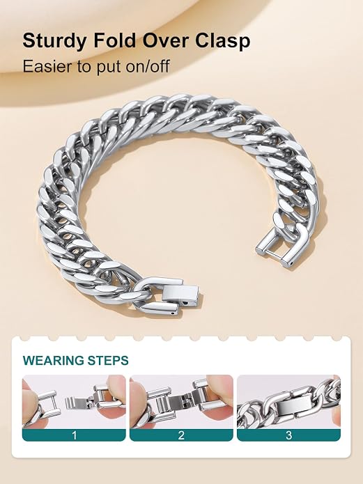 Supcare Unique Anniversary Birthday Valentines Fathers Day Stainless Steel Cuban Link Bracelets for Men Him, To My Man Dad Husband Love Always Remember Wrist Chain Bracelet Jewelry Gifts
