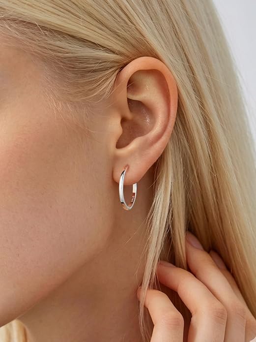 ChicSilver 925 Sterling Silver Huggie Hoop Earrings Small Hoop Earrings for Women Hypoallergenic Silver Huggie Earring Cartilage Earrings for Women (6/8/10/12/14/16/18/20MM)