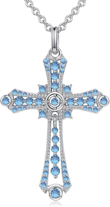 E Religious Gifts for Women, Cross Necklace 925 Sterling Silver Crucifix Pendant Necklace, Christian Jewelry Gifts for Her Women Wife Girlfriend Mom