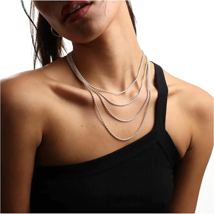 nometo Solid 925 Sterling Silver Box Chain Rope Chain Lobster Clasp Silver Chain for Men Silver Necklace Chain for Women 16/14/20/22/24/26/30 Inches