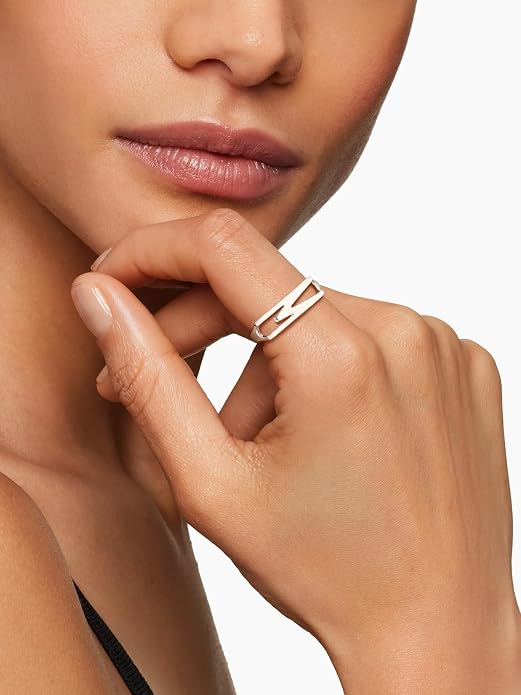 SILVERCUTE 925 Sterling Silver Initial Rings for Women,Adjustable Capital Letter Ring Hypoallergenic,Minimalist 925 Silver Rings for Mother Daughter