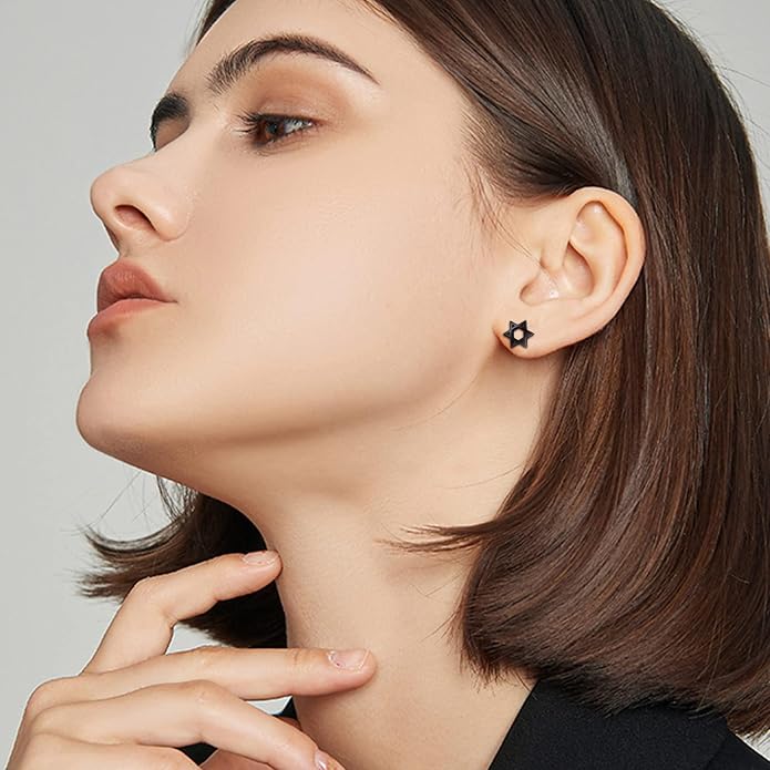 ChicSilver 925 Sterling Silver Earrings Dainty Bar/Circle/Triangle/Star/Ball Stud Earrings for Women with Gift Box, Hypoallergenic Earrings for Sensitive Ears
