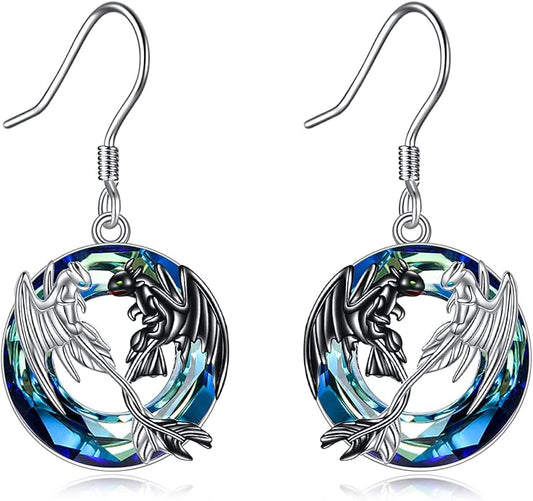 Butterflygold/Cat/dog/Dragonfly/Orca/Bee/Amber/Axolotl/Toothless/Hedgehog/Dragon/Snake/Horse/Mushroom/Anime/Dragonfly Earring for Women Sterling Silver Animals Drop Earring Jewelry Hypoallergenic (silver-butterfly)
