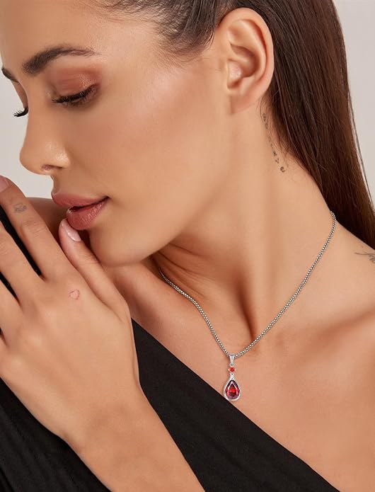 Birthstone Necklace for Women Teardrop Necklace S925 Sterling Silver Infinity Love Pendant for Mom Women