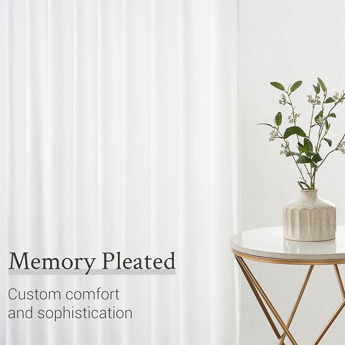 Topfinel Pinch Pleated 92 Inch Curtains 2 Panels for Living Room Cream Linen Curtains 92 Inches Long Pinch Pleat Drapes for Track System Light Filtering Semi Sheer Curtains for Dining Bedroom Office