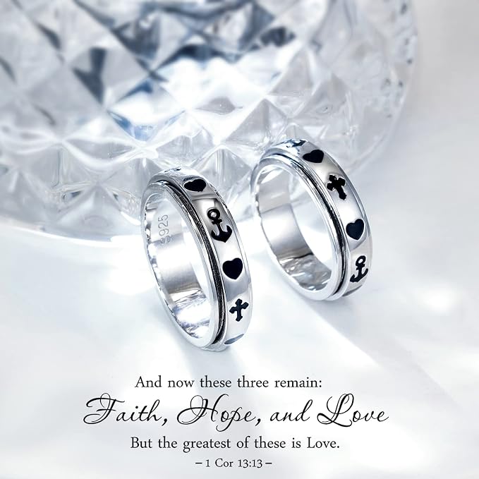 Fidget Ring Spinner Ring for Anxiety Women Men Daughter Real S925 Sterling Silver Fidget Ring