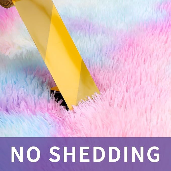 Sour Lemon 8x10 Area Rugs for Bedroom Living Room, Large Fluffy Shag Rug | Shaggy Carpet, Soft Plush Furry Bedside Rugs, Anti Slip, Washable Area Modern Rugs Floor Mat for Kids Girls Boys Living Room