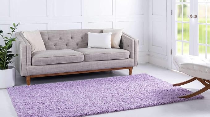 Unique Loom Solid Shag Collection Area Rug (2' x 3' 1" Rectangle, Lilac)