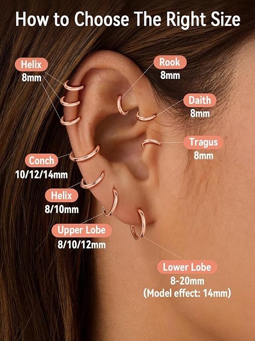 FaithHeart 925 Sterling Silver Huggie Hoop Earrings, Silver Small Hoop Earring for Women, 14K Gold/Black/Rose Gold Hypoallergenic Cartilage Earrings for Women 6/8/10/12/14/16/18/20mm