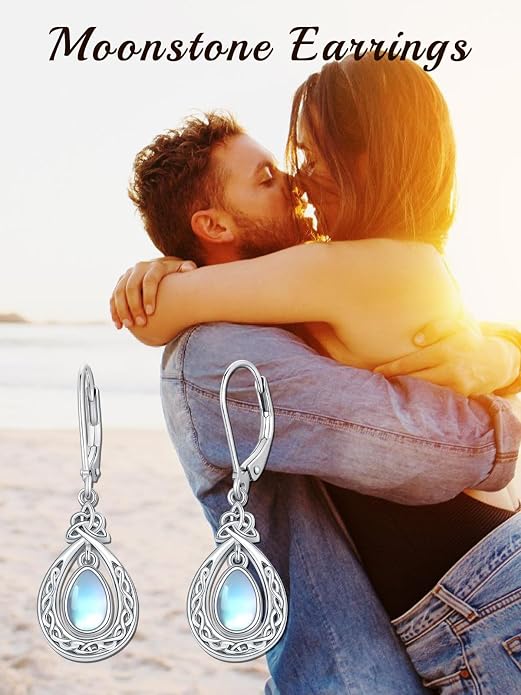 Dorunmo Moonstone Dangle Drop Earrings s925 Sterling Silver Leverback Earrings Filigree Moonstone Jewelry Birthday Gifts for Women