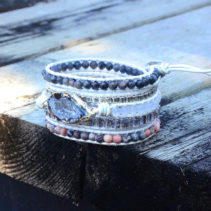 Boho Wrap Bracelet for Women, Handmade Natural Imperial Jasper Multi-Layer Stone Beaded Bracelet, Bohemian Healing Crystal Stone Jewelry Gifts