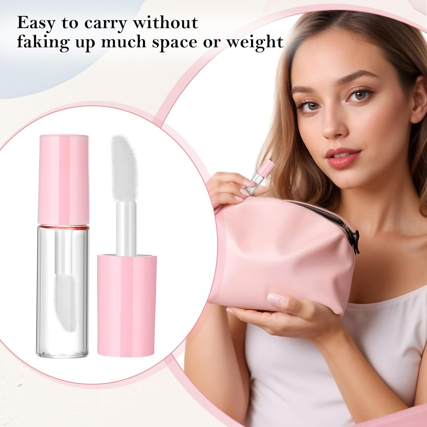 100 Pcs 1.2 ml Mini Lip Gloss Tubes Empty Lipgloss Tubes with Wand Clear Refillable Lip Balm Gloss Containers Lips Glosss Bottles for DIY Lipstick Samples Lips Balms Lipgloss Making(Pink)