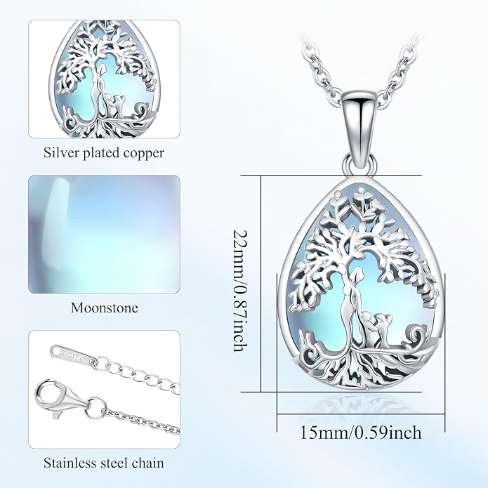 Tree of Life Necklace Family Teardrop/Heart Pendant Mother Jewelry Gifts for Women Grandma Wife Mom