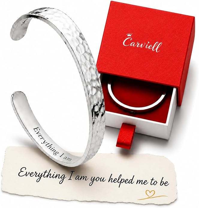 Carviell Bracelet - Gifts for Women – Inspirational, Friendship, Love, Mom, Daughter, Sister, Christian, Graduation, Memorial & Wedding Gifts – 100+ Phrases – Stainless Steel, Gift-Ready