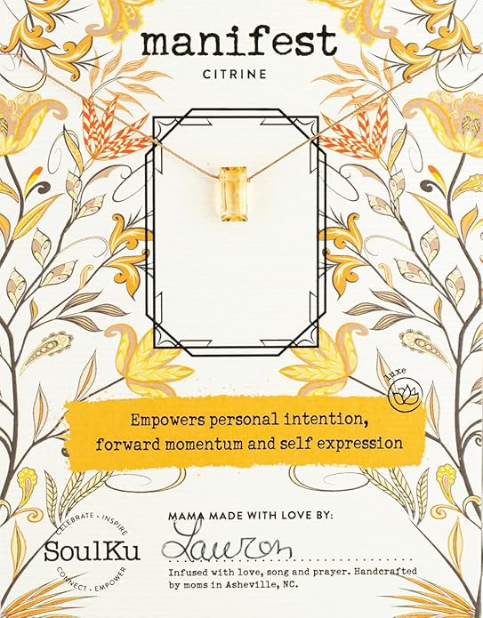 SOULKU Refined Necklace, Empowering Jewelry With Healing Crystal, Inspirational Gift For Strong Women, Mom & Sister, 16" Nylon Cord with 2" Sterling Silver Extender