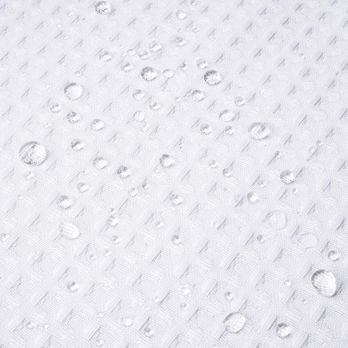 River Dream Stall Heavyweight No Hooks Required Dotted Waffle Weave Shower Curtain with Snap in Liner- 54W x 80H,Hotel Grade,Spa Like Bath Curtain,White