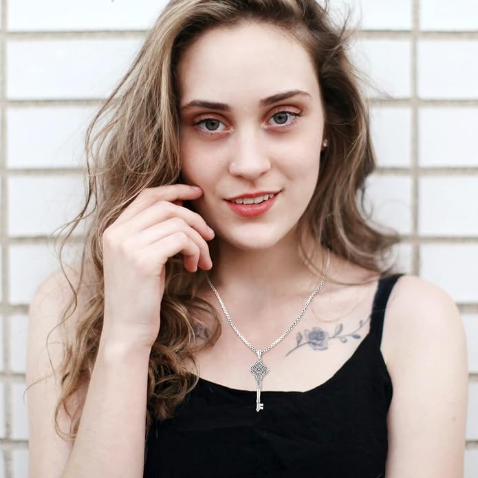 Pentagram Necklace Sterling Silver Triple Moon Goddess/Celtic Knot Witches Knot/Ankh/Sun and Moon/Hecate/Lilith/Santa Muerte/Tetragrammaton Pendant Necklace Pagan Wiccan Magic Egyptian Amulet Jewelry for Women Men