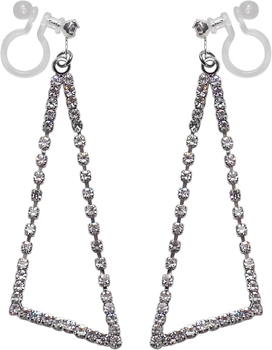 Dangle Silver Invisible Clip On Earrings for Women Not Pierced Gold Crystal Rhinestone Comfortable Hoop Fringe Long Chain Clip On Earrings