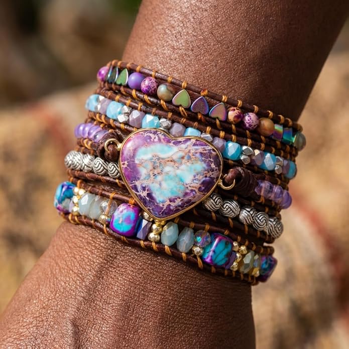 YGLINE Natural Stone Bracelet 3 Wraps Bracelet Handmade Boho Bracelet for Women Bracelet