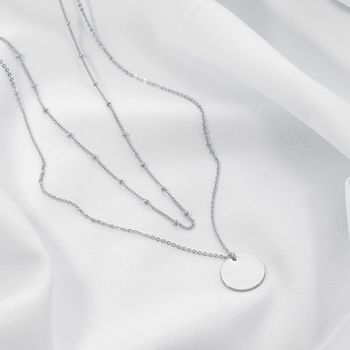 MEVECCO Layered Heart Necklace Pendant Handmade 18k Gold Plated Dainty Gold Choker Arrow Bar Layering Long Necklace for Women