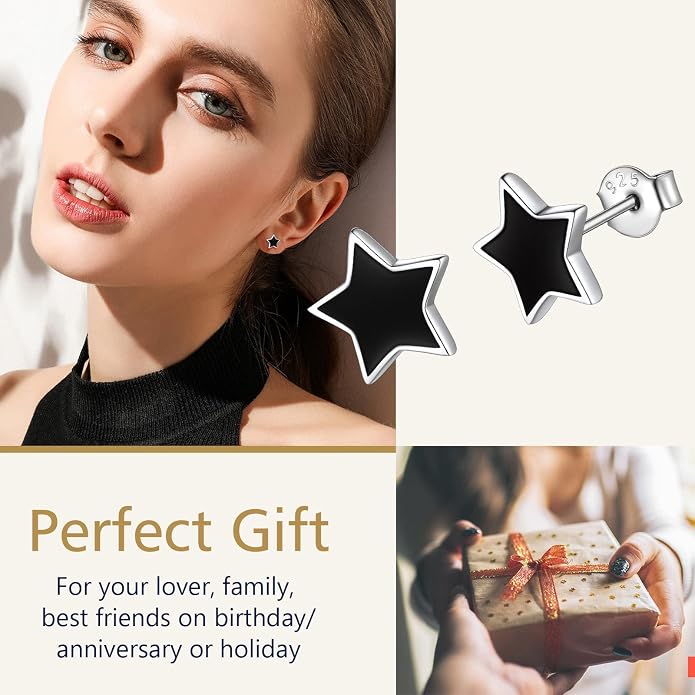 FindChic Hypoallergenic Sterling Silver Small Bar/Heart/Dot/Triangle/Butterfly/Lightning Studs Earrings Minimalist Geometric Jewelry Valentine Gifts for Women Men Girls, with Gift Box