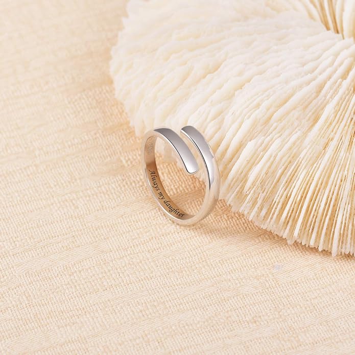 BEILIN 925 Sterling Silver Inspirational Jewelry Rings Adjustable Ring Personality Encouragement Gift for Teens Women