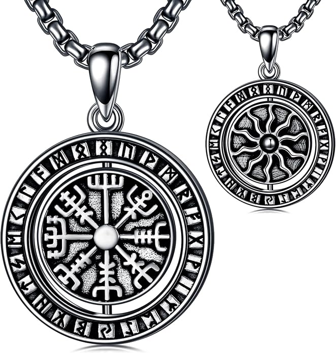 Viking Necklace for Men Women 925 Sterling Silver Norse Jewelry Fathers Mothers Day Anniversary Birthday Gifts for Mom Dad Husband Brother (with Gift Box)