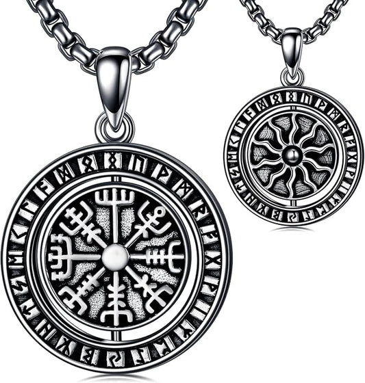 Viking Necklace for Men Women 925 Sterling Silver Norse Jewelry Fathers Mothers Day Anniversary Birthday Gifts for Mom Dad Husband Brother (with Gift Box)