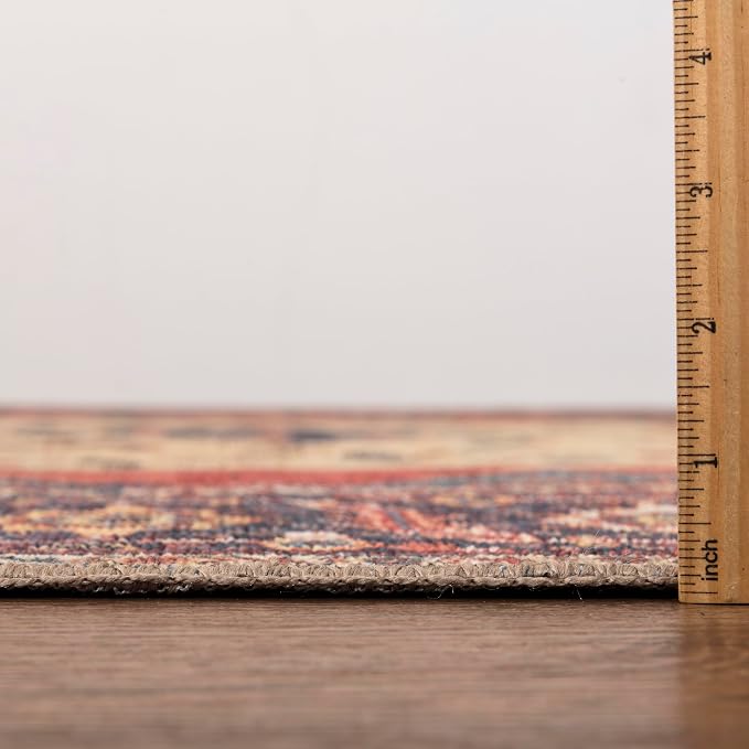 Keen Home Design 6x9 Rug - Machine Washable Area Rug with Non-Slip Backing, Ideal for Living Room, Dining Room, Bedroom - Vintage, Easy Clean, Durable, Low Pile Rug - (6' x 9')