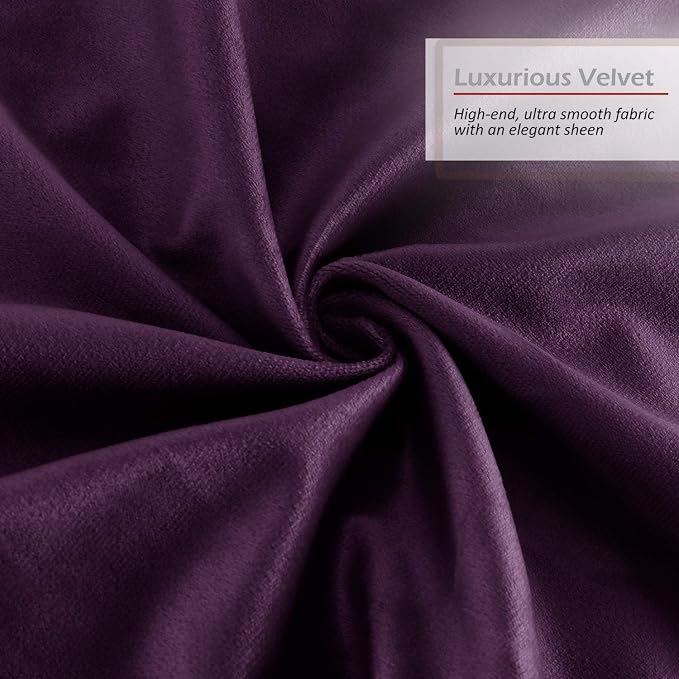 Nestl Throw Pillow Covers, Cozy Velvet Decorative Outdoor Pillow Covers 16x16 Inches, Soft Solid Cushion Covers for Sofa, Bed and Car, Set of 4 - Eggplant Purple