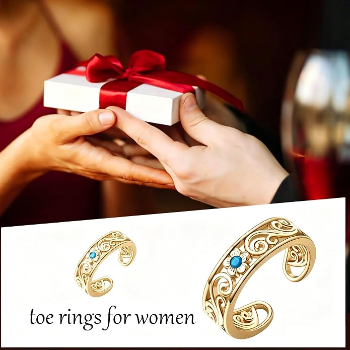Boho Toe Rings for Women Adjustable Open Flower Foot Rings Summer Beach Jewelry Gifts for Women