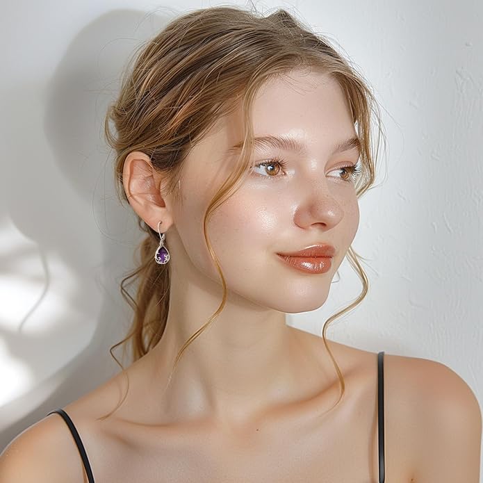 Dangle Earrings Sterling Silver Moonstone/Turquoise/CZ/Crystal Earrings for Women Tree of Life Animal Filigree Leverback Earrings Jewelry Gifts