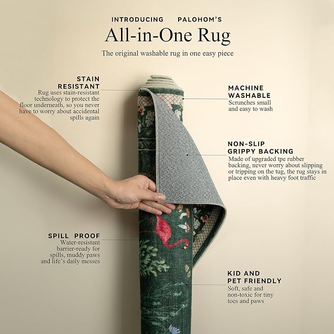 Machine Washable Rugs for Living Room: 8x10 Area Rugs for Bedroom Stain Resistant Non Slip Low Pile Soft Lightweight Carpet Rug for Kitchen Dining Room Farmhouse Nursery Kids Room Playroom
