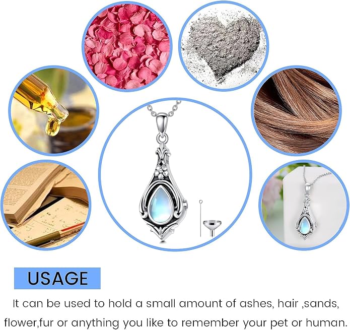 Seiyang Urn Necklace for Ashes 925 Sterling Silver with Birthstone Cremation Jewelry Keepsake Ashes Pendant Necklace Memorial Jewelry for Women Loved One