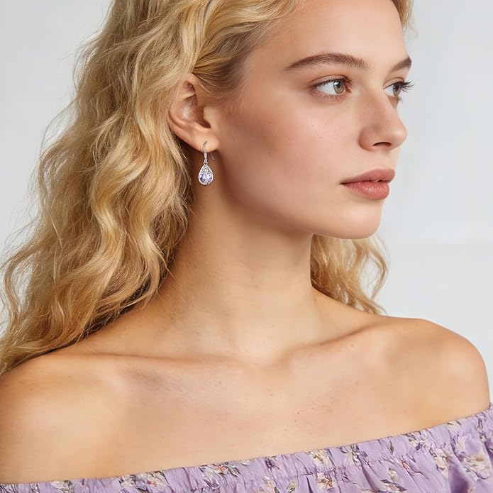 Eusense Sterling Silver Dangle Earrings for Women Tree of Life Animals Moonstone Turquoise Leverback Earrings Jewelry Gifts