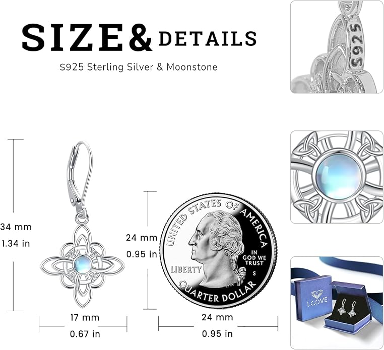 Tree of Life/Cat/Turtle/Butterfly/Flower/Celtic/Turquoise/Moonstone Dangle Earrings for Women Sterling Silver Cute Animals Drop Earrings Jewelry Gifts