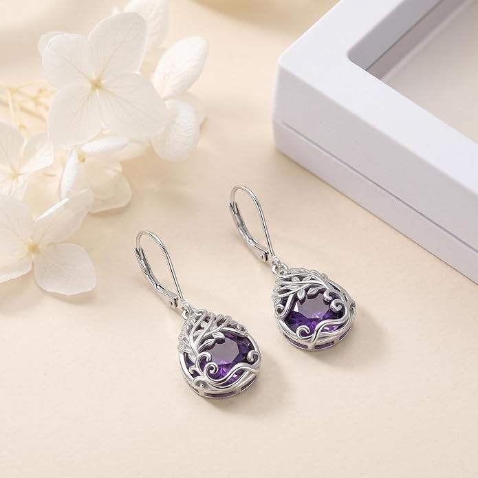 Teardrop Tree of Life/Filigree Earrings for Women Dangle Leverback Earrings Jewelry Gift Anniversary For Her